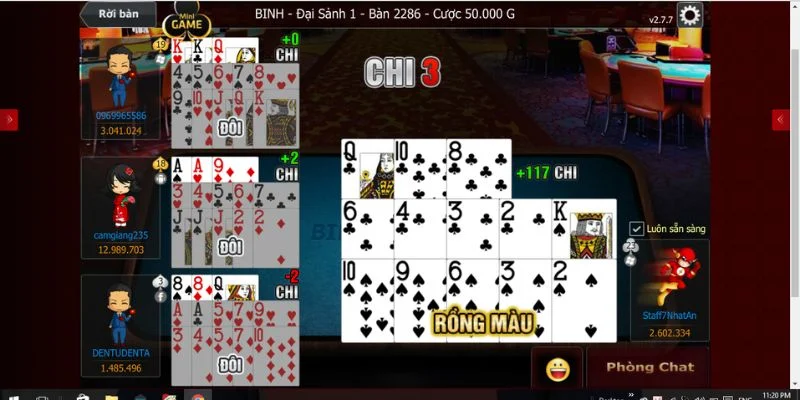 Sở hữu Sảnh Rồng trong bài Mậu Binh rất may mắn.